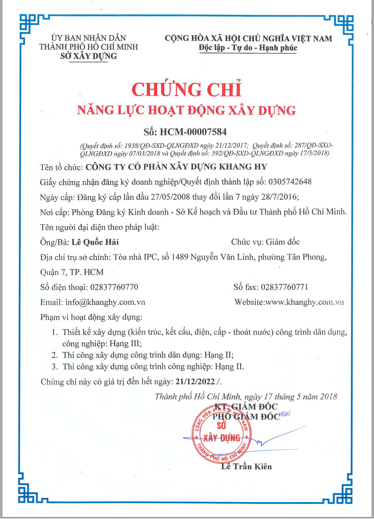 chứng chỉ năng lực thi công xây dựng công trình